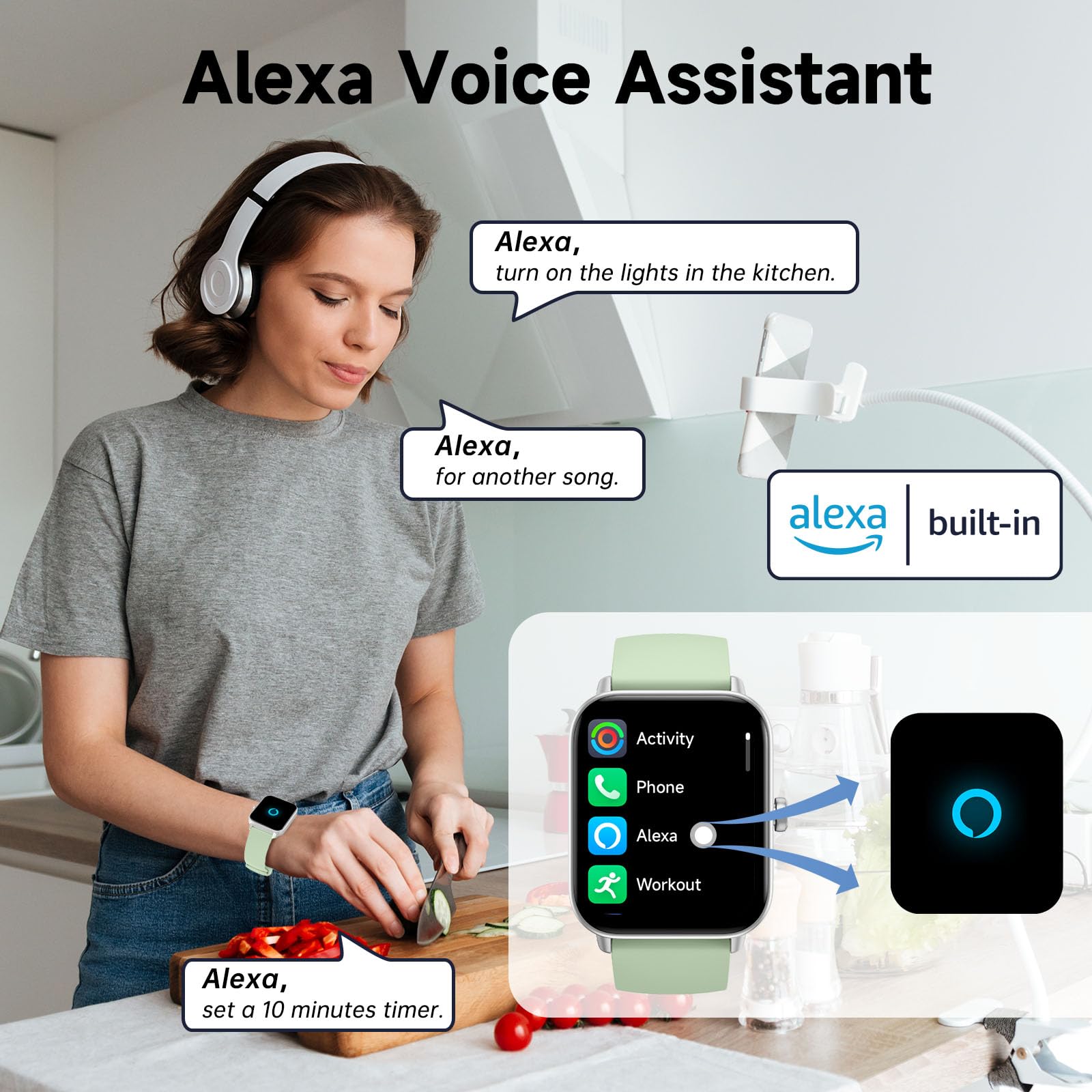 Smart Watch for Men & Women with Alexa Built-in, 1.8