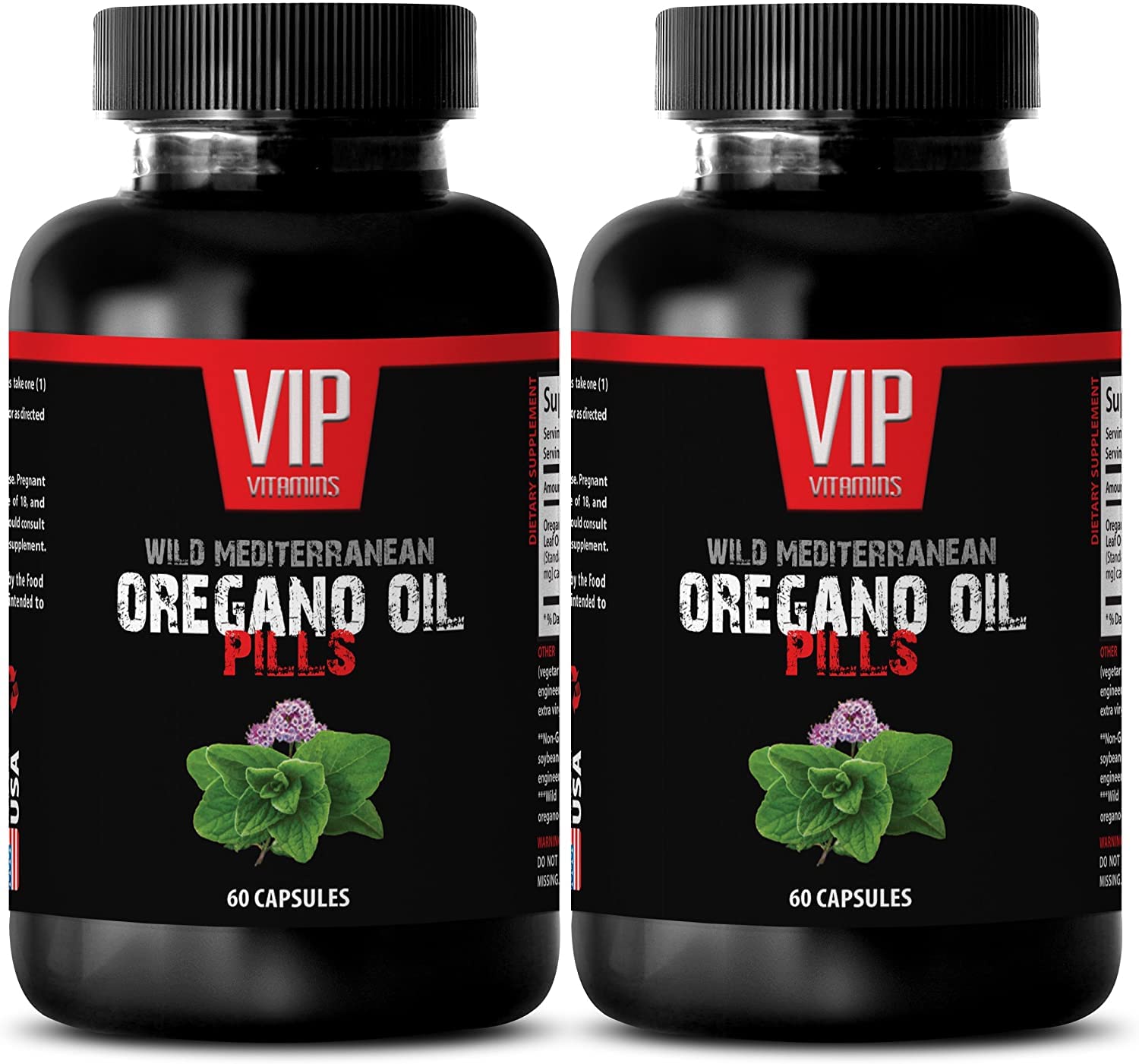 Wild Mediterranean Oregano Oil Pills - 100% Pure Anti-Inflammatory Herbal Supplement (120 Capsules, 2 Bottles) for Immune Support & Digestive Health - Perfect for Travel & Daily Wellness