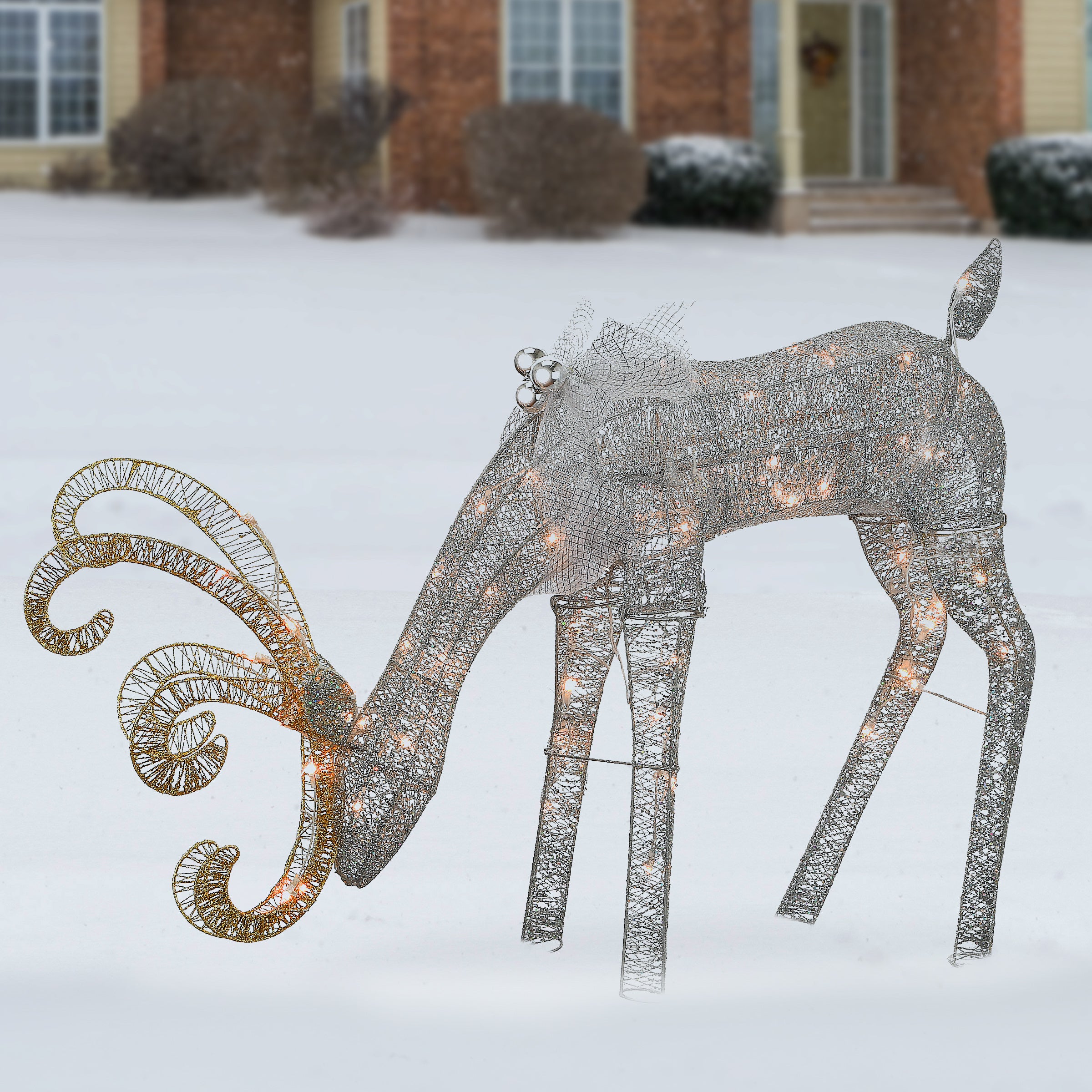 28 Inch LED Lighted Reindeer Christmas Decoration - Outdoor Holiday Yard Decor for Xmas Party, Home, and Garden