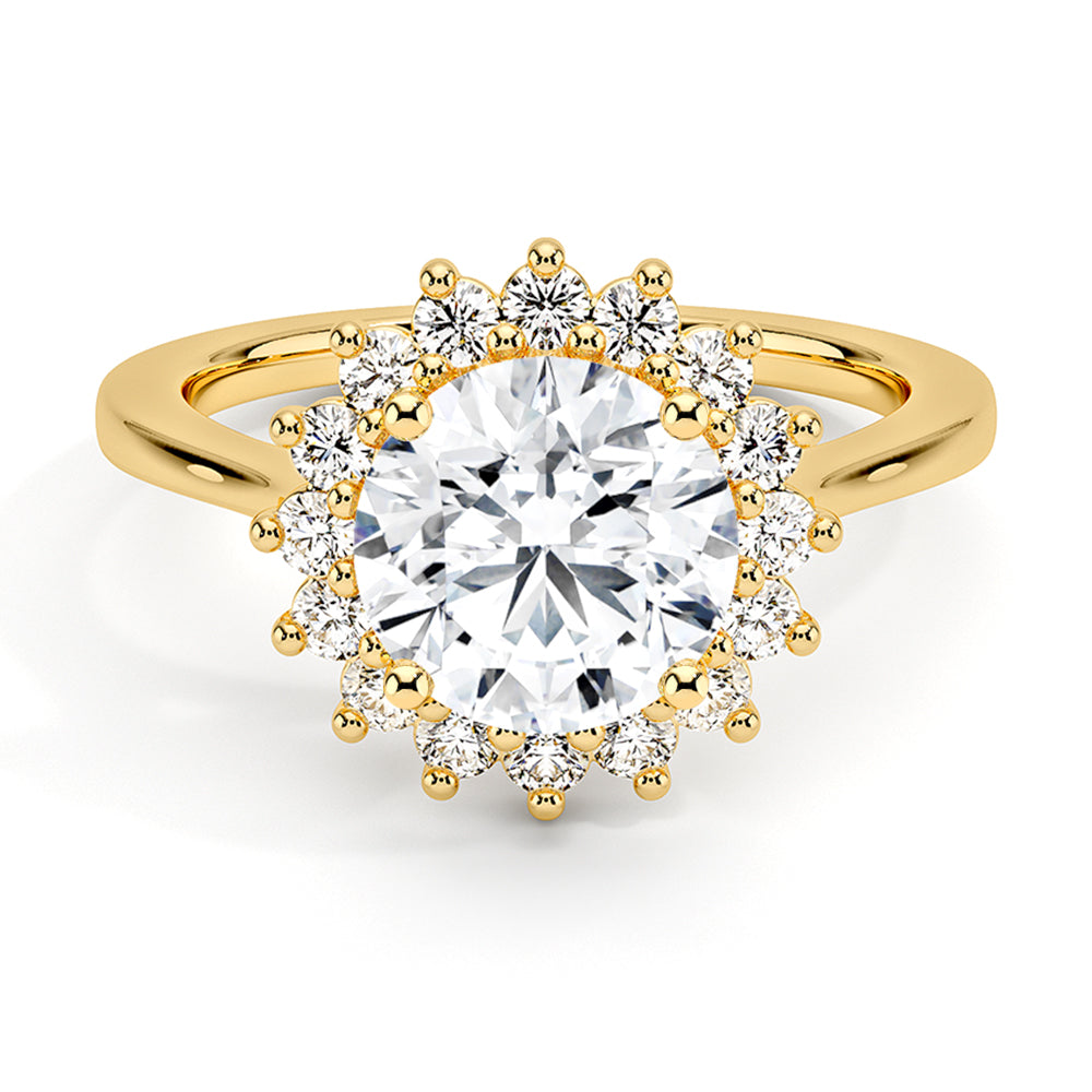 Vintage Inspired Round Halo Engagement Ring - 14K Gold Diamond Wedding Band for Women - Perfect for Proposals, Anniversaries & Romantic Occasions