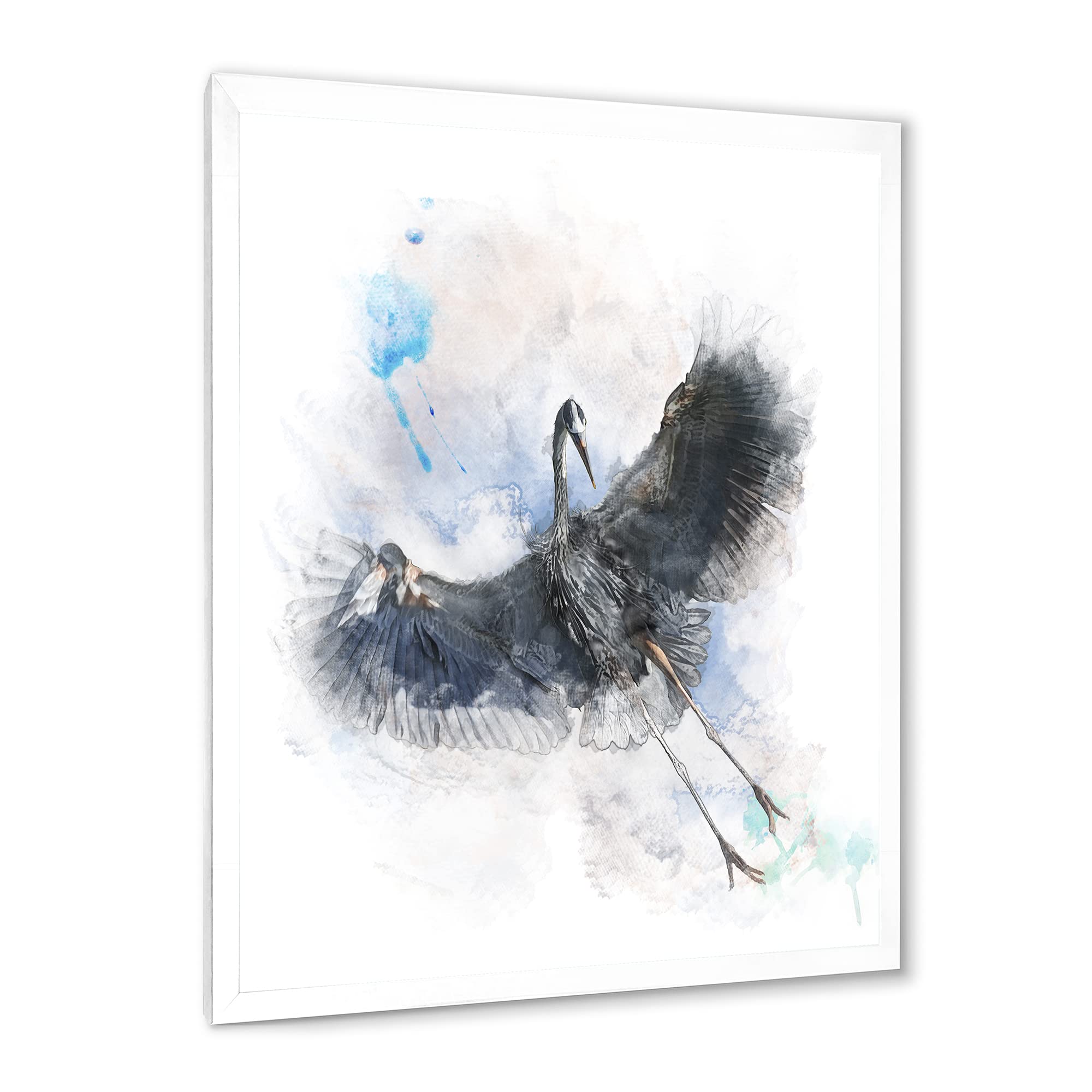 Great Blue Heron Bird Farmhouse Framed Wall Art - Handmade Rustic Home Decor for Living Room, Bedroom & Office - Nature Inspired Wildlife Painting for Coastal & Country Style Interiors