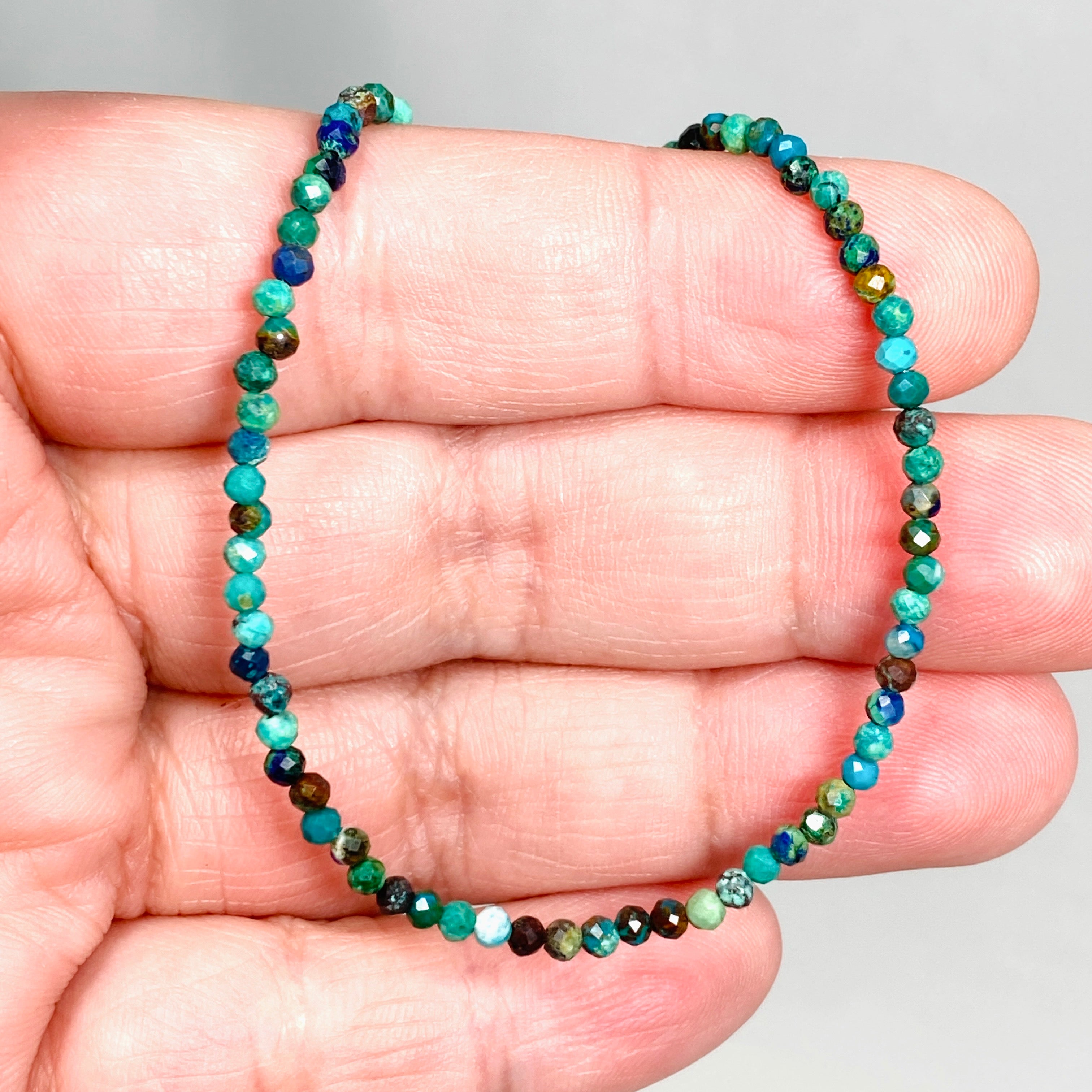 2.5mm Micro Bead Chrysocolla Necklace - Elegant Handmade Gemstone Jewelry for Women, Perfect for Daily Wear, Office & Special Occasions