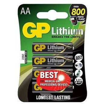 GP Rechargeable Lithium AA Batteries 4-Pack - Long-Lasting Power for Cameras, Flashlights, Toys & More
