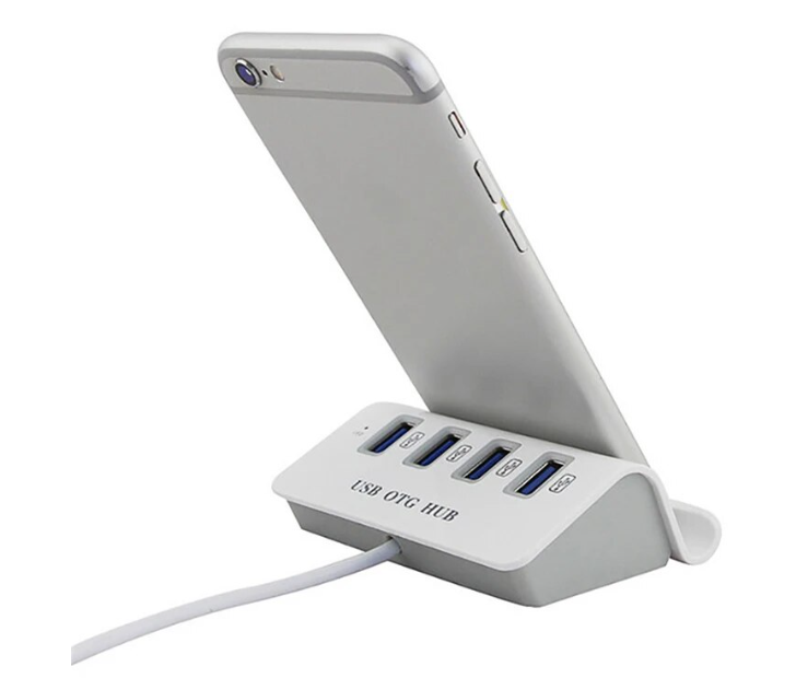 AeroCool Essential Phone Holder & Charger with 4 USB Ports - Perfect for Home, Office, and Car Use