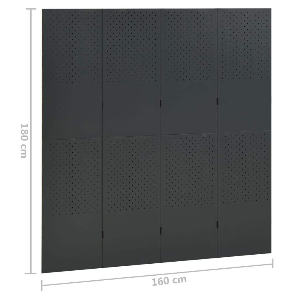 VidaXL 4-Panel Steel Room Divider Screen - 2 Pack Anthracite, 63