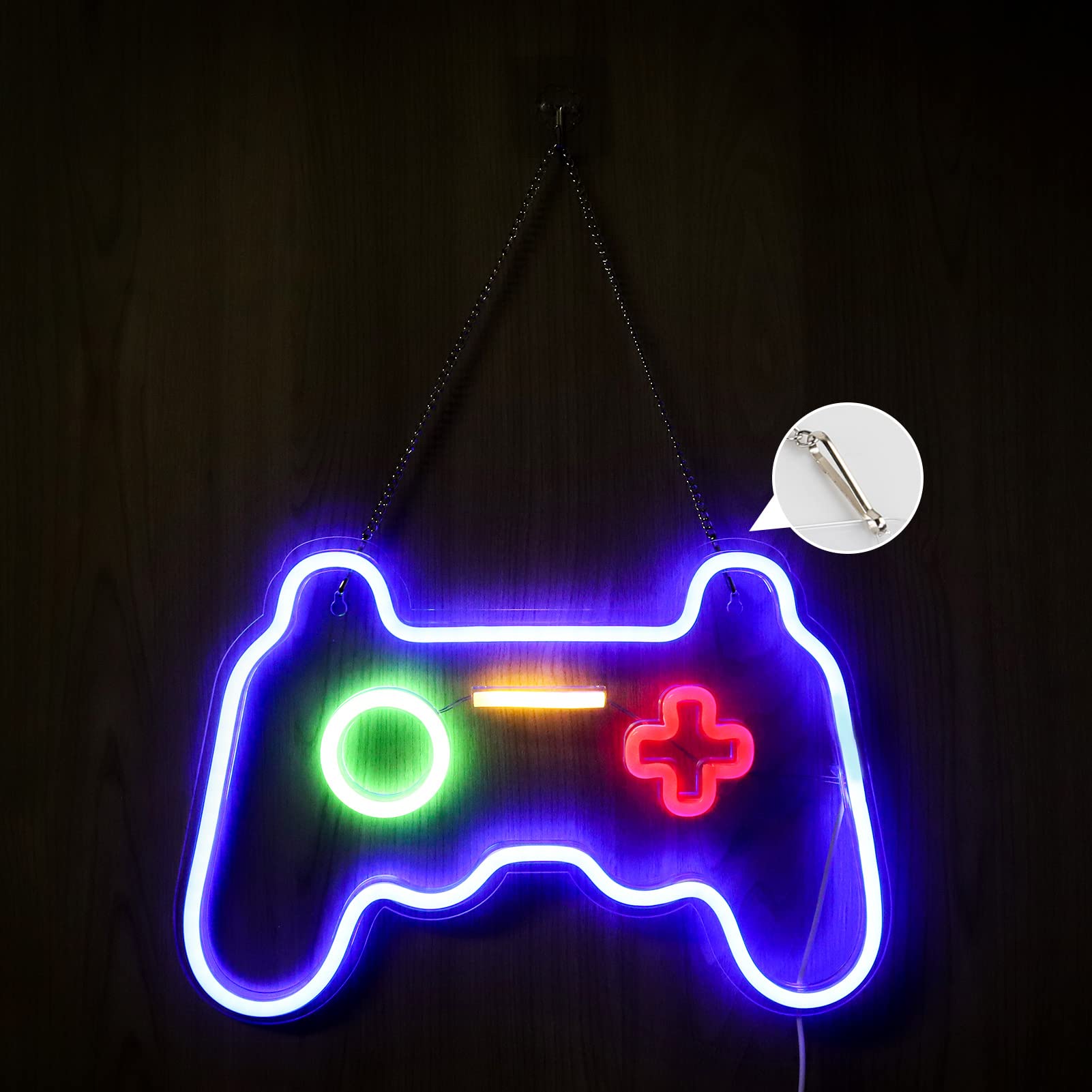 16x11 Inch Large Gamepad Controller Gaming LED Neon Sign - Wall Decor for Bedroom, Gamer Gift for Teens & Kids - Perfect for PlayStation Gaming Room, Man Cave, or Streamer Setup