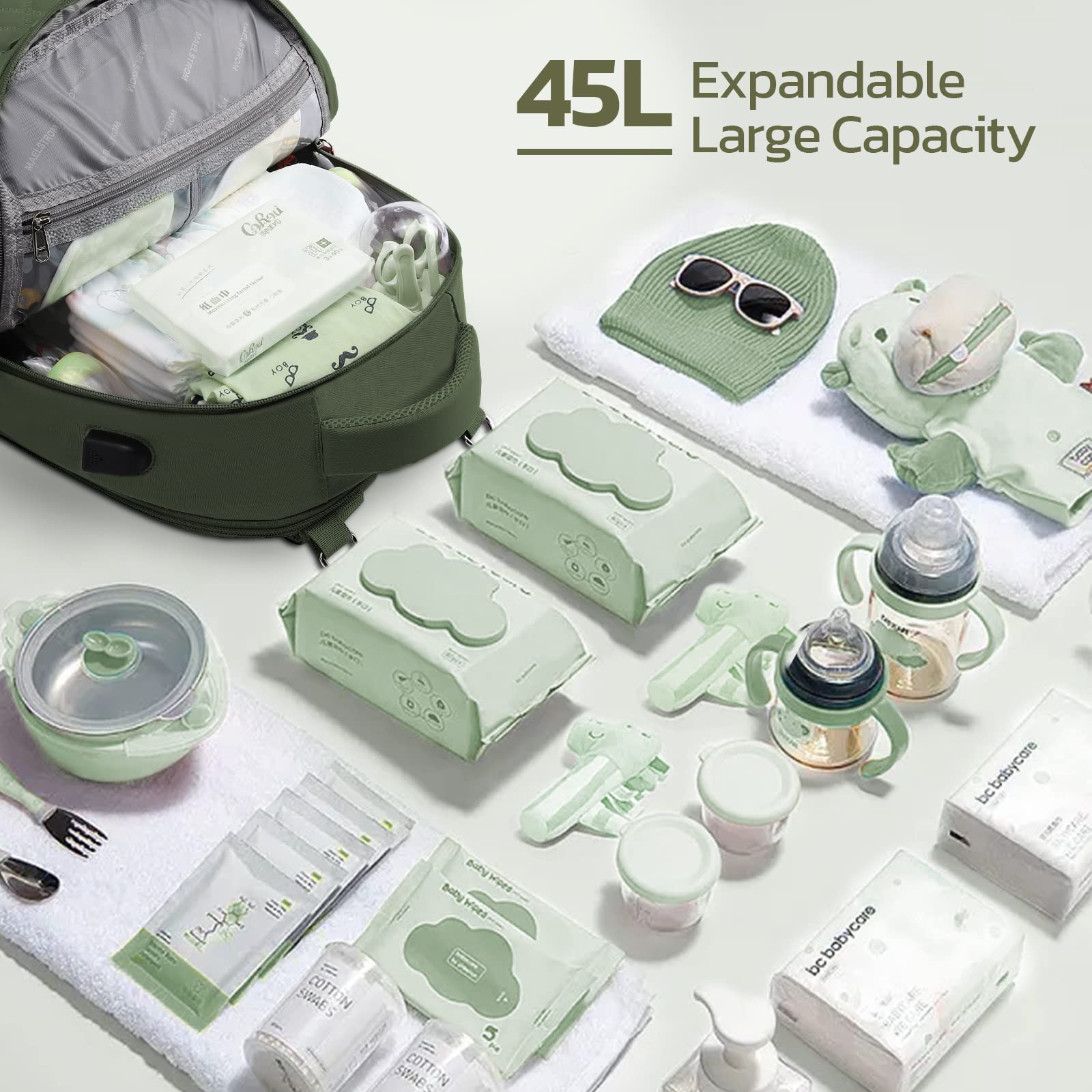Large Capacity Unisex Diaper Bag with Removable Insulated Bottle Holder - Perfect for Parents, Travel & Baby Essentials Organization