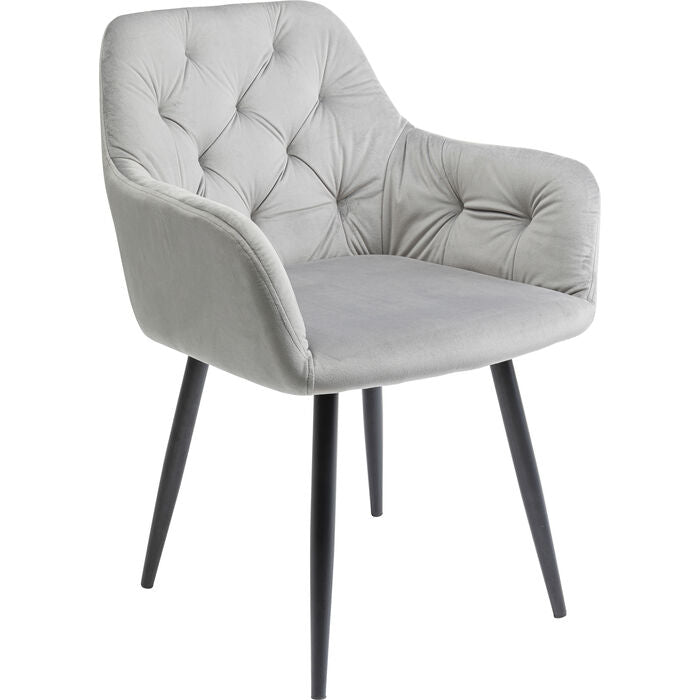 Kira Grey Armchair with Padded Armrests - Ergonomic Office Chair, Comfortable Lounge Chair for Home, Living Room, and Workspace