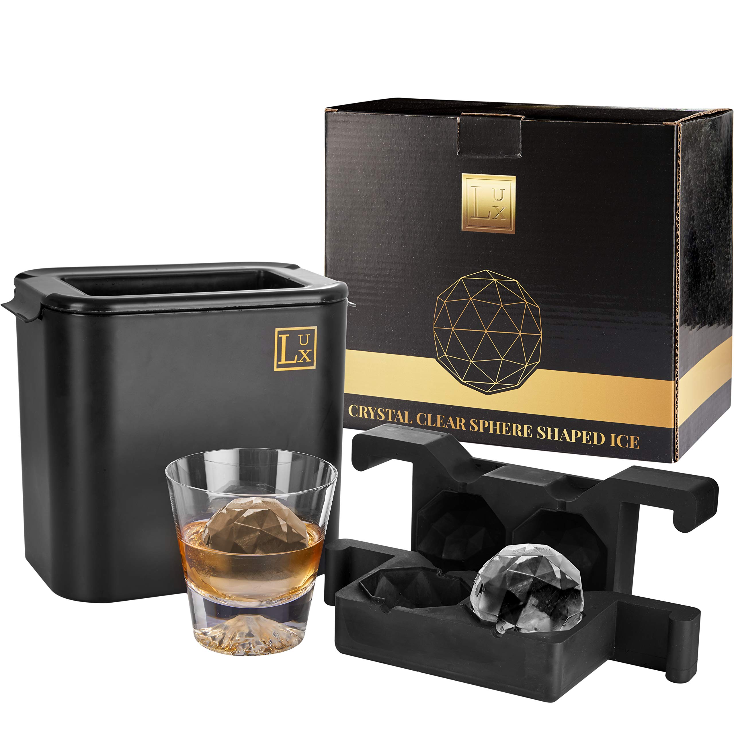 Premium Sphere Ice Ball Maker Mold - Clear Ice Maker for Whiskey & Cocktails | Large Ice Cube Press & Mold | Perfect for Bourbon, Scotch & Cocktail Drinks at Home Bars & Parties
