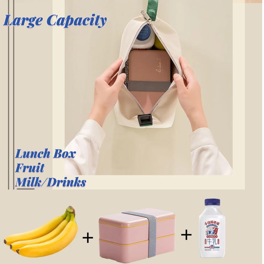 Insulated Lunch Bag for Work - Reusable Bento Cooler Tote for Women & Men - Office Lunch Box with Leakproof Design (Cream White) - Perfect for Meal Prep, Picnics & Commuting