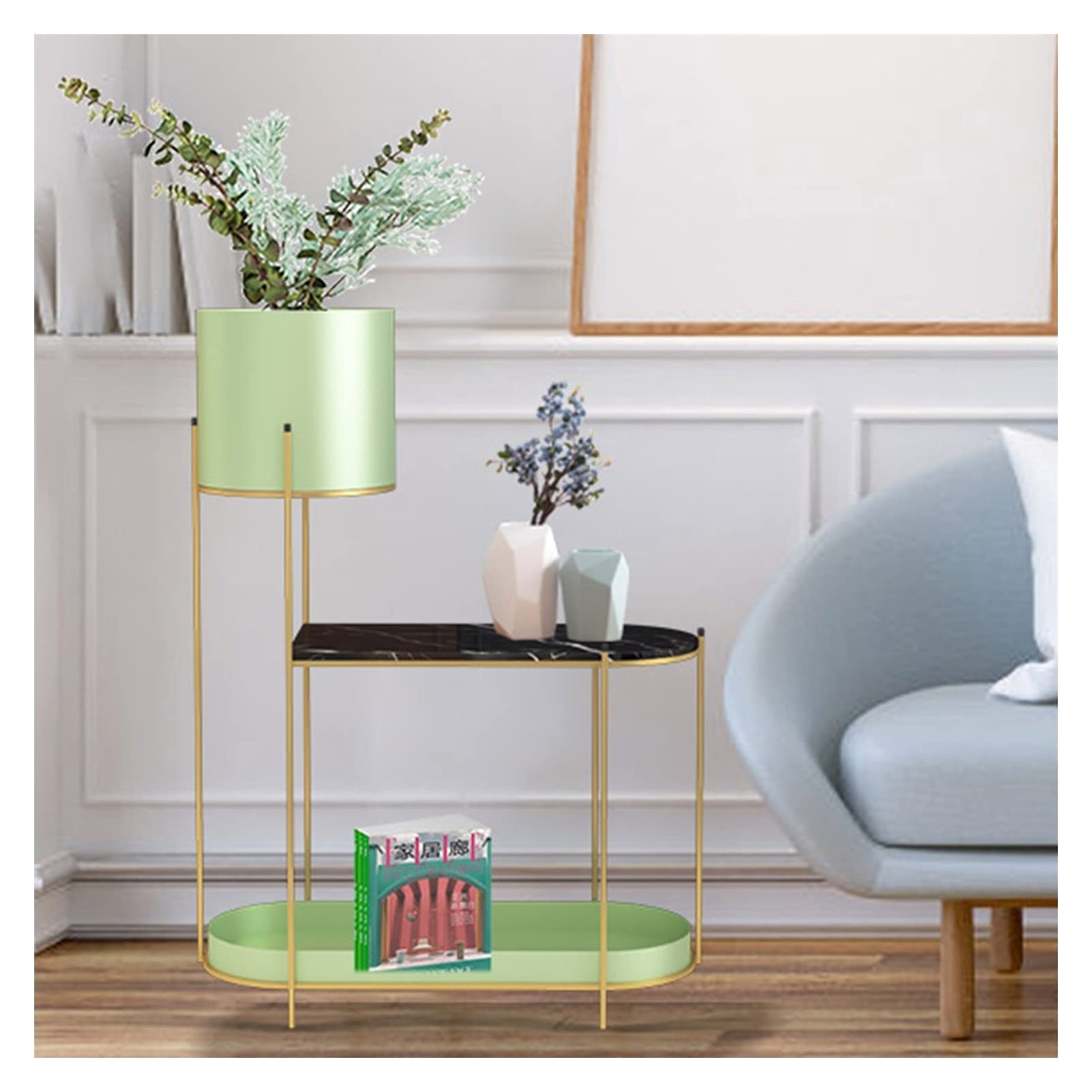 ZENGAI 5-Tier Metal Plant Stand for Indoor Outdoor Use - 62.5x86.5cm Green Flower Pot Holder Shelf for Garden, Patio, Balcony - Sturdy Multi-Level Display Rack for Plants, Books & Home Decor (Perfect for Small Space Gardening & Vertical Storage)