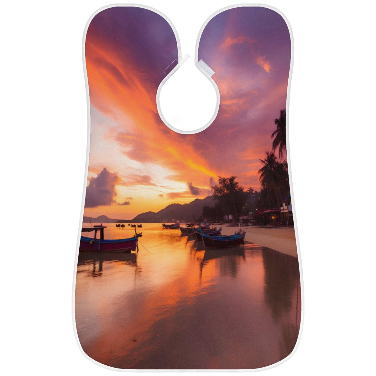 Men's Sunset Beach Print Shaving Bib - Waterproof Beard Trimming Apron for Hair Dye & Makeup | Sink Hair Catcher | Barber & Stylist Accessories | Perfect Gift for Grooming Enthusiasts (Use for Home Haircuts, Salon Services & DIY Styling)