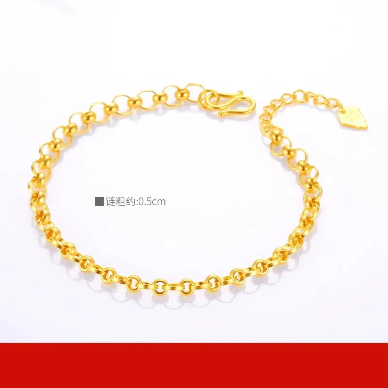 24K Pure Gold Bracelet - 999 Solid Real Gold Bangle for Women, Elegant & Romantic Jewelry Gift for Anniversary, Valentine's Day, Birthday | Trendy & Classic Design | 2023 New Collection