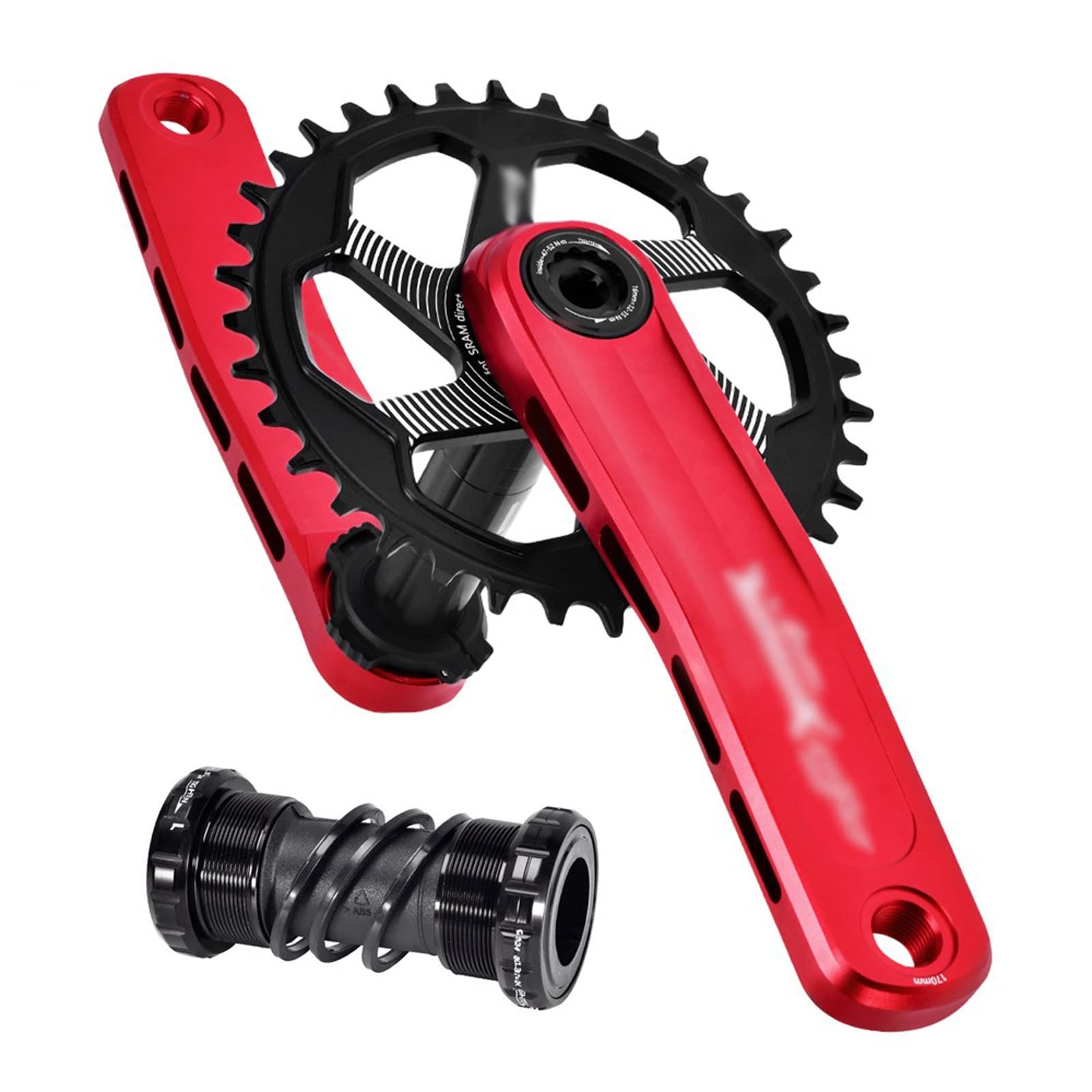 MTB Bicycle Crankset 170mm - 30T 32T 34T 36T 38T GXP Chainring with Crown Bottom Bracket - Perfect for Mountain Bike Upgrades and Off-Road Cycling