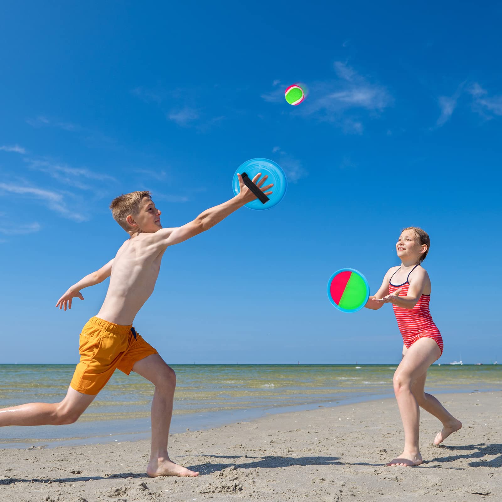 Ayeboovi Toss and Catch Ball Game Set - Outdoor Sports Toys for Kids Ages 3-10 with 2 Paddles & 2 Balls - Perfect for Backyard, Beach, Pool, Park Play - Great Birthday, Easter, Valentine's Day Gift for Boys and Girls
