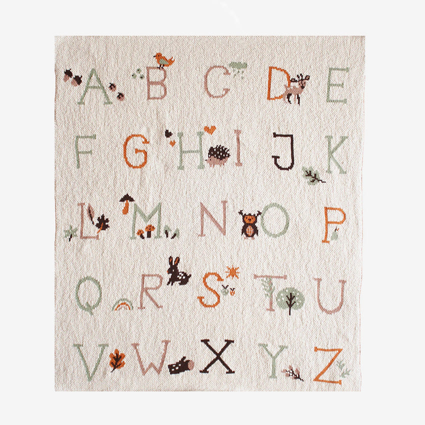 Alimrose Soft Alphabet Baby Blanket - 100% Natural Cotton, Personalized Nursery Blanket for Boys & Girls - Perfect for Newborn Gifts, Playtime & Photo Shoots