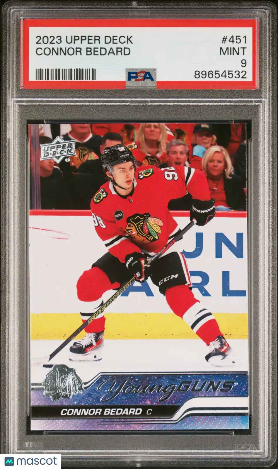 2023-24 Upper Deck Series 2 Hockey Connor Bedard Young Guns Rookie Card #451 PSA 9 Gem Mint - Collectible Trading Card for NHL Fans & Sports Memorabilia Enthusiasts