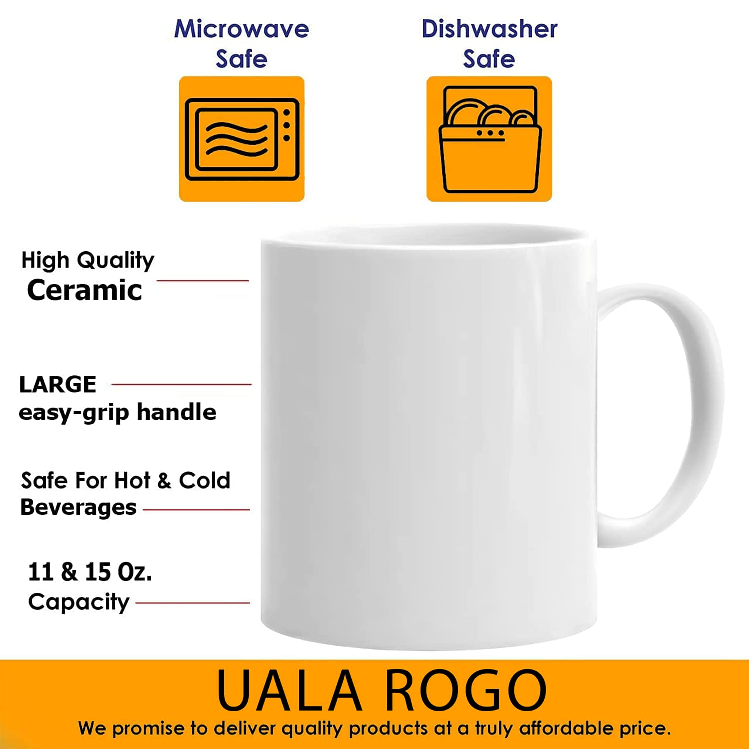Uala Rogo Nebraska States Coffee Mug - 11oz Ceramic Travel Mug for Hot & Cold Drinks, Perfect Gift for Coffee Lovers, Office Use & Road Trips