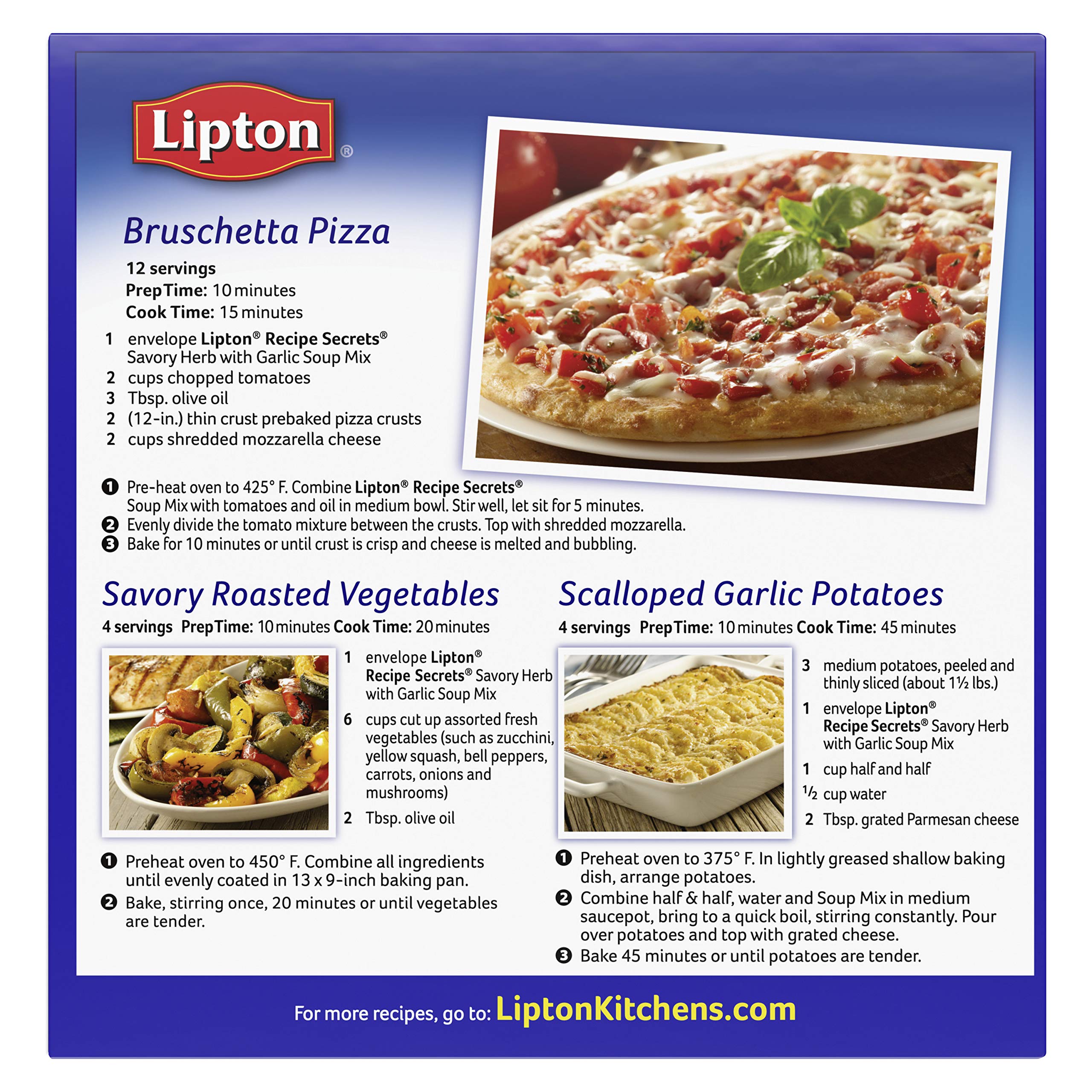 Lipton Recipe Soup & Dip Mix - Savory Herb with Garlic (2.4oz, Pack of 12) | Instant Soup Base & Seasoning for Cooking, Dips, Soups & Recipes | Perfect for Family Meals, Parties & Quick Dinners