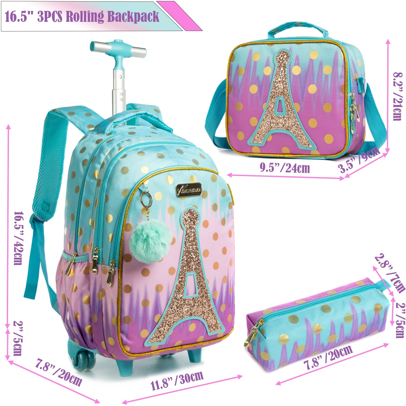 **Egchescebo Kids Rolling Backpack - Durable School Bags for Girls & Boys, Wheeled Luggage Suitcase for Travel & Daily Use**    *Perfect for School, Travel, and Everyday Adventures!*