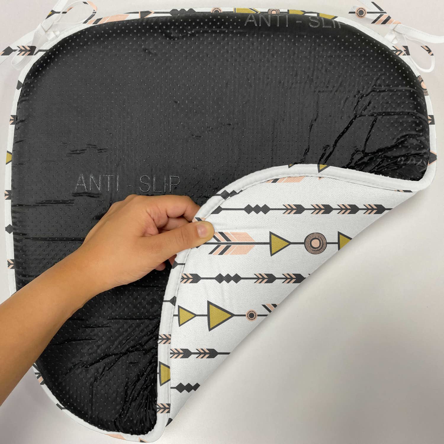 Ambesonne Arrow Chair Cushions Set of 12 - Retro Boho Geometric Pattern Seat Pads, Non-Slip Kitchen & Patio Chair Cushions 16x16 Inches, Black Pink Green - Perfect for Dining Chairs, Outdoor Furniture, and Bohemian Home Decor