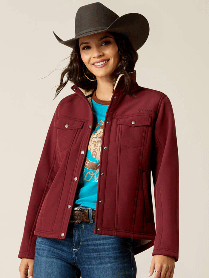 Ariat Women's Berber Back Softshell Jacket - Tawny Port | Windproof & Water-Resistant Winter Coat for Outdoor Activities, Hiking & Horseback Riding