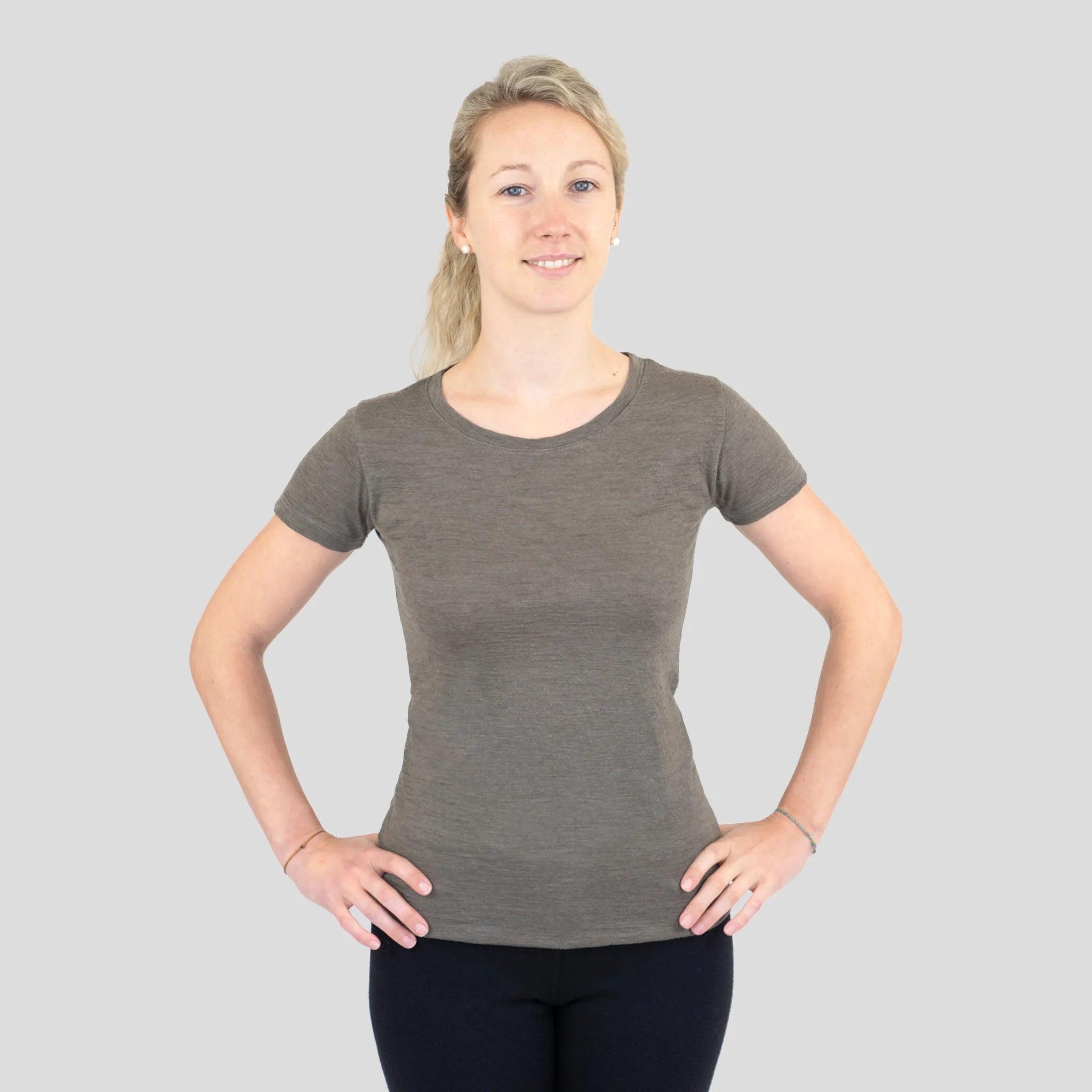 Ultralight Women's Alpaca Wool T-Shirt - 160 GSM Soft Crew Neck Tee for Travel, Hiking & Everyday Comfort