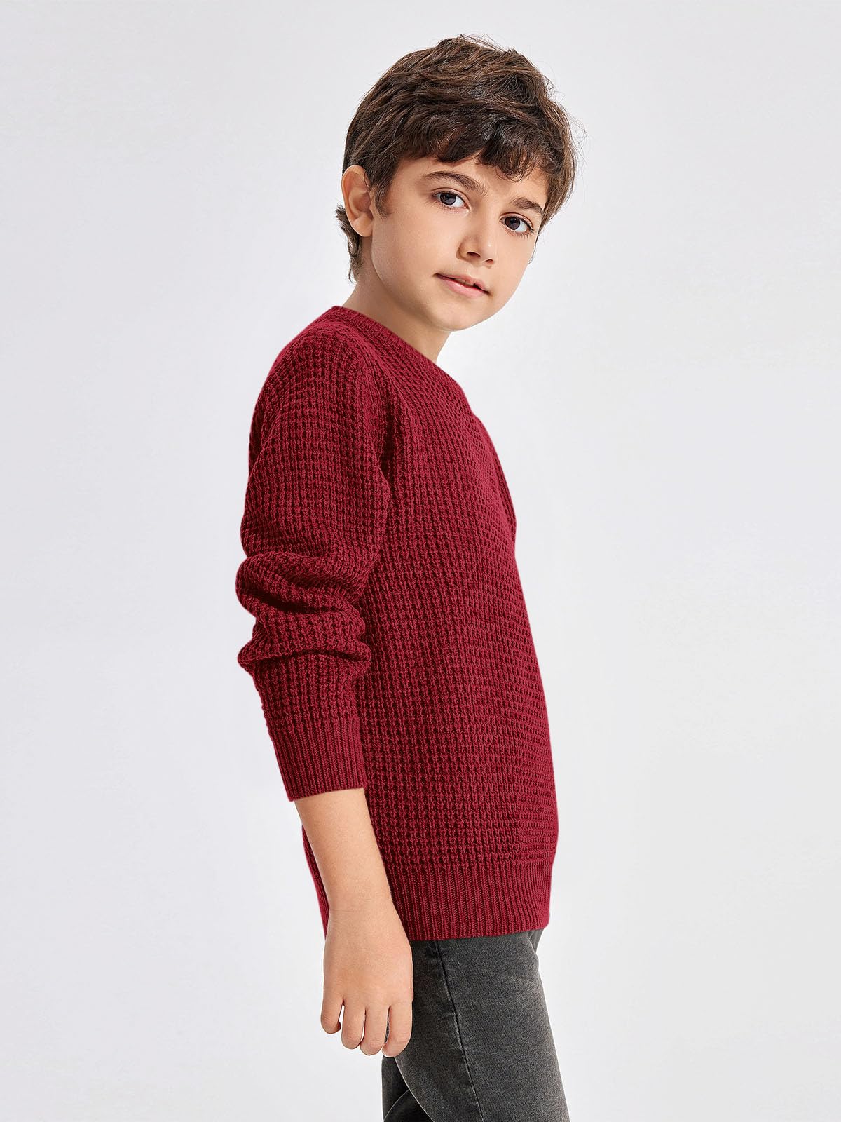 Haloumoning Boys Casual Pullover Sweaters - Kids Chunky Knit Crewneck Jumper Tops for Ages 4-14 - Warm Winter Outfits for School & Playtime
