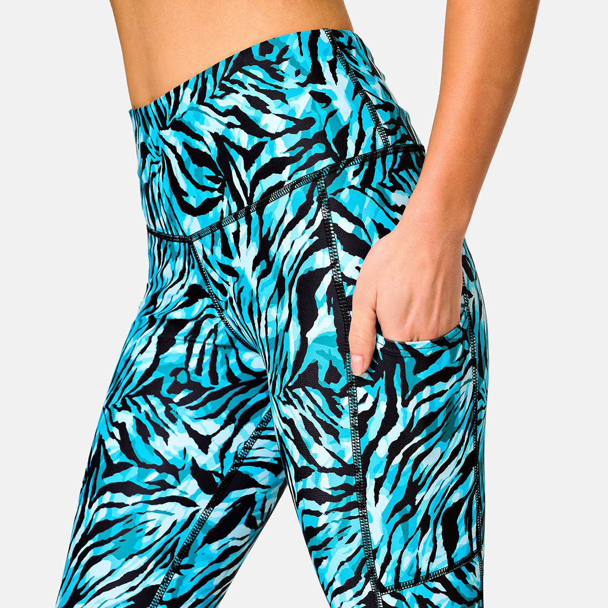 Tiger Mint Capri Pants for Women - Comfortable High Waist Yoga Pants with Pockets - Perfect for Yoga, Running, Travel & Lounge Wear