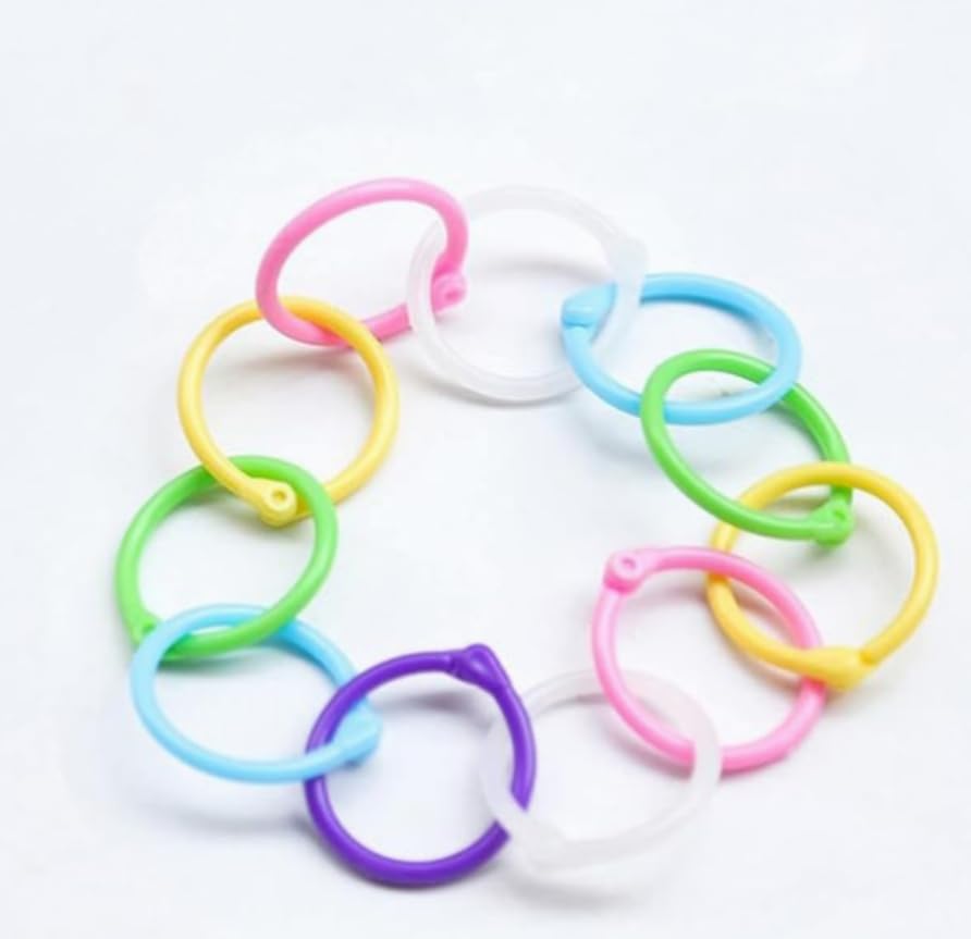 30-Pack Multicolor Plastic Binder Rings - 15mm (0.59 Inch) Loose Leaf Book Rings for School, Office & Home - Organize Notebooks, Keychains & Documents - Durable Jump Rings for DIY Projects & Office Supplies