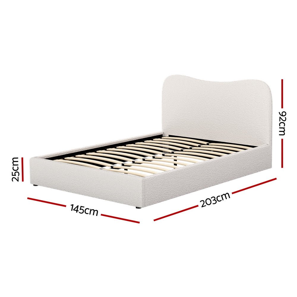 Albany Boucle Upholstered Bed Frame with Bonita Pillow Top Medium Firm Mattress Set - Queen Size, Double Package for Modern Bedroom, Guest Room & Dorm Decor