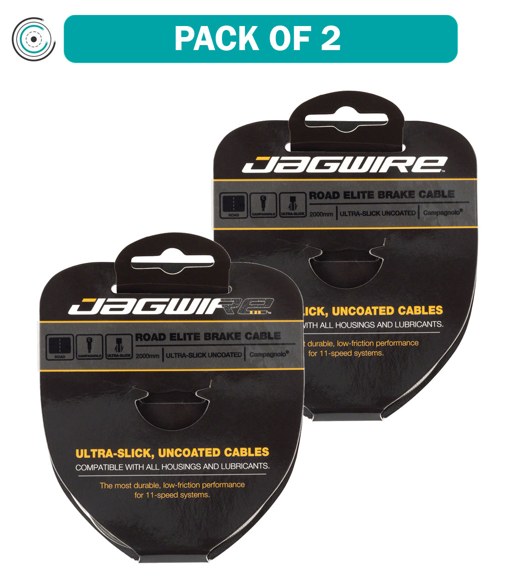 2 Pack Jagwire Elite Ultra Slick Brake Cable Set - Polished Stainless Steel for Campagnolo - Smooth Shifting for Road Bikes & Performance Cycling