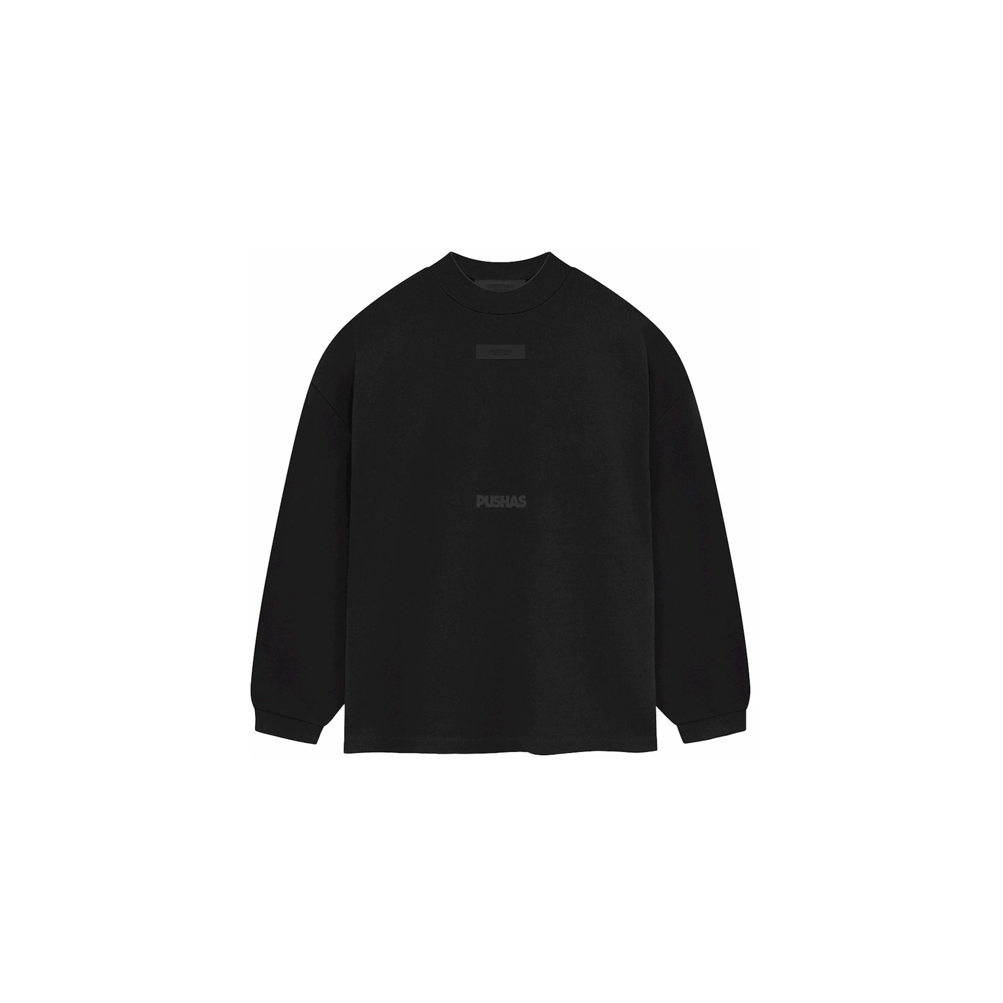 Fear of God Essentials Long Sleeve T-Shirt for Men - Jet Black Cotton Tee (2023 Collection) | Casual Wear, Street Style & Layering Essential