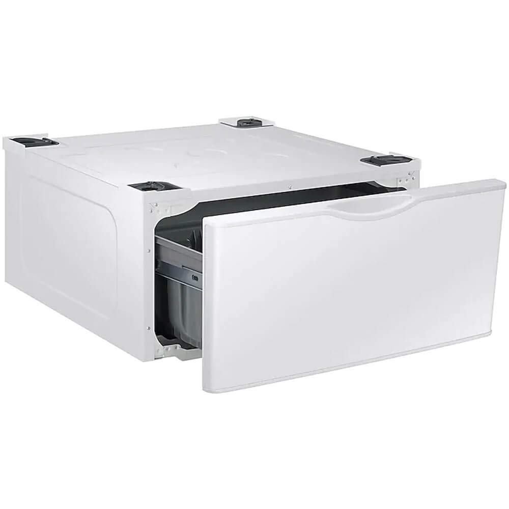 Samsung 27-Inch Washer Dryer Pedestal Stand with Pull-Out Laundry Storage Drawer | Stainless Steel | WE402NW/A3 | White | Perfect for Laundry Room Organization & Space Saving