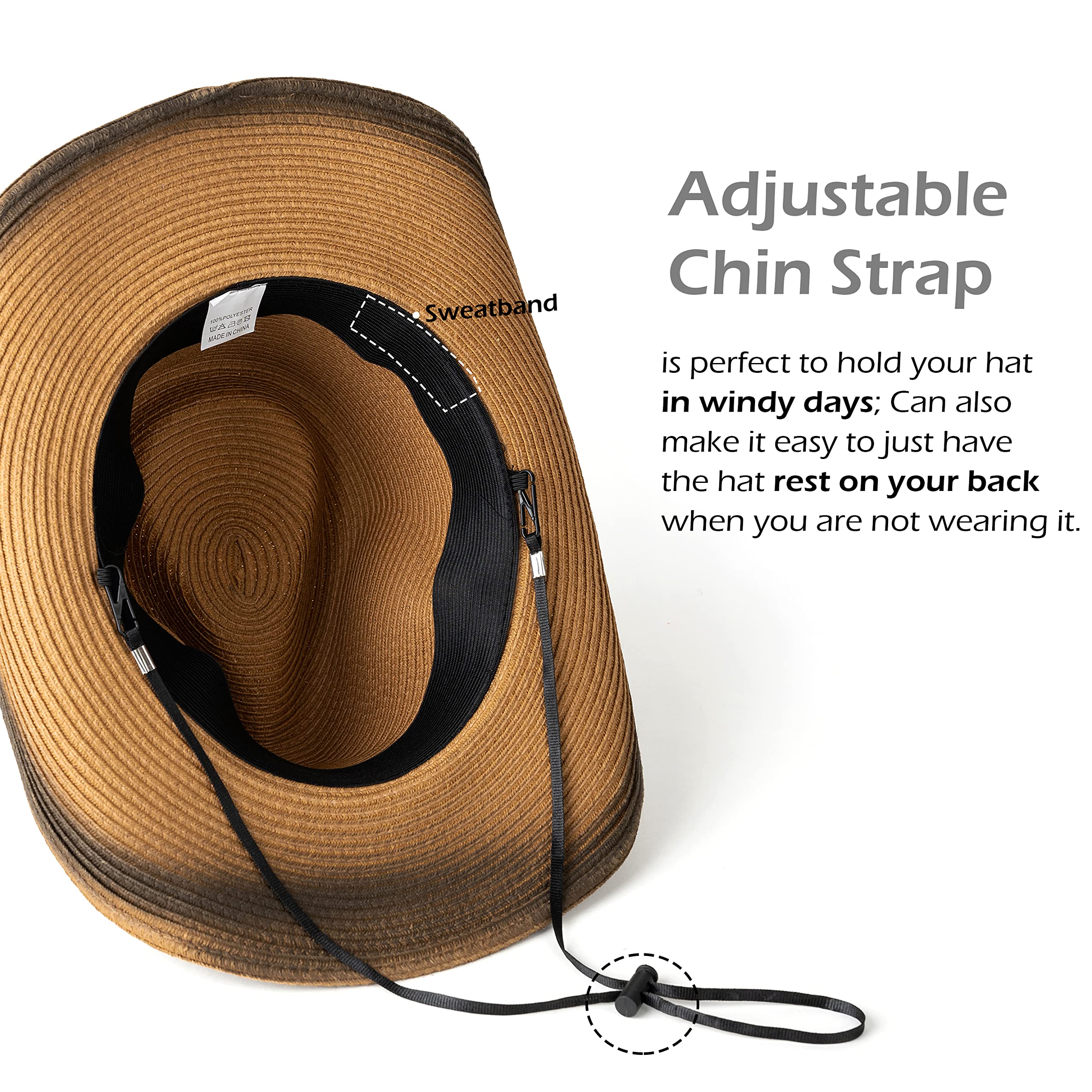 Stylish Gossifan Straw Cowboy Hat for Women & Men - Breathable Woven Western Cowgirl Hat - Perfect for Rodeo, Beach, Music Festivals & Outdoor Adventures