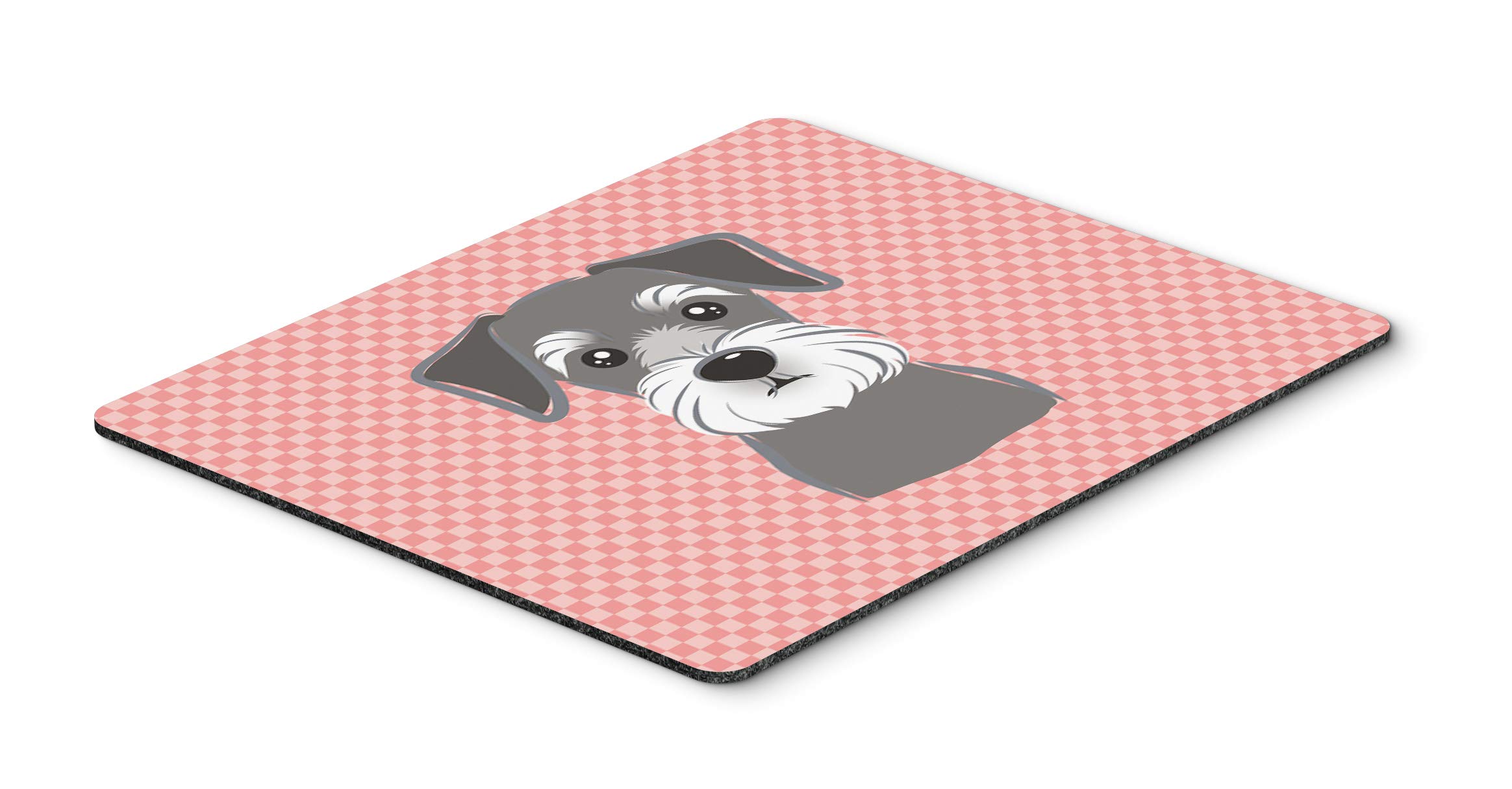 Checkerboard Pink Schnauzer Mouse Pad - Washable Large Non-Slip Desk Mat for Home Office, Gaming & Computer Work | Hot Pad & Trivet for Kitchen | Cute Dog Themed Accessory