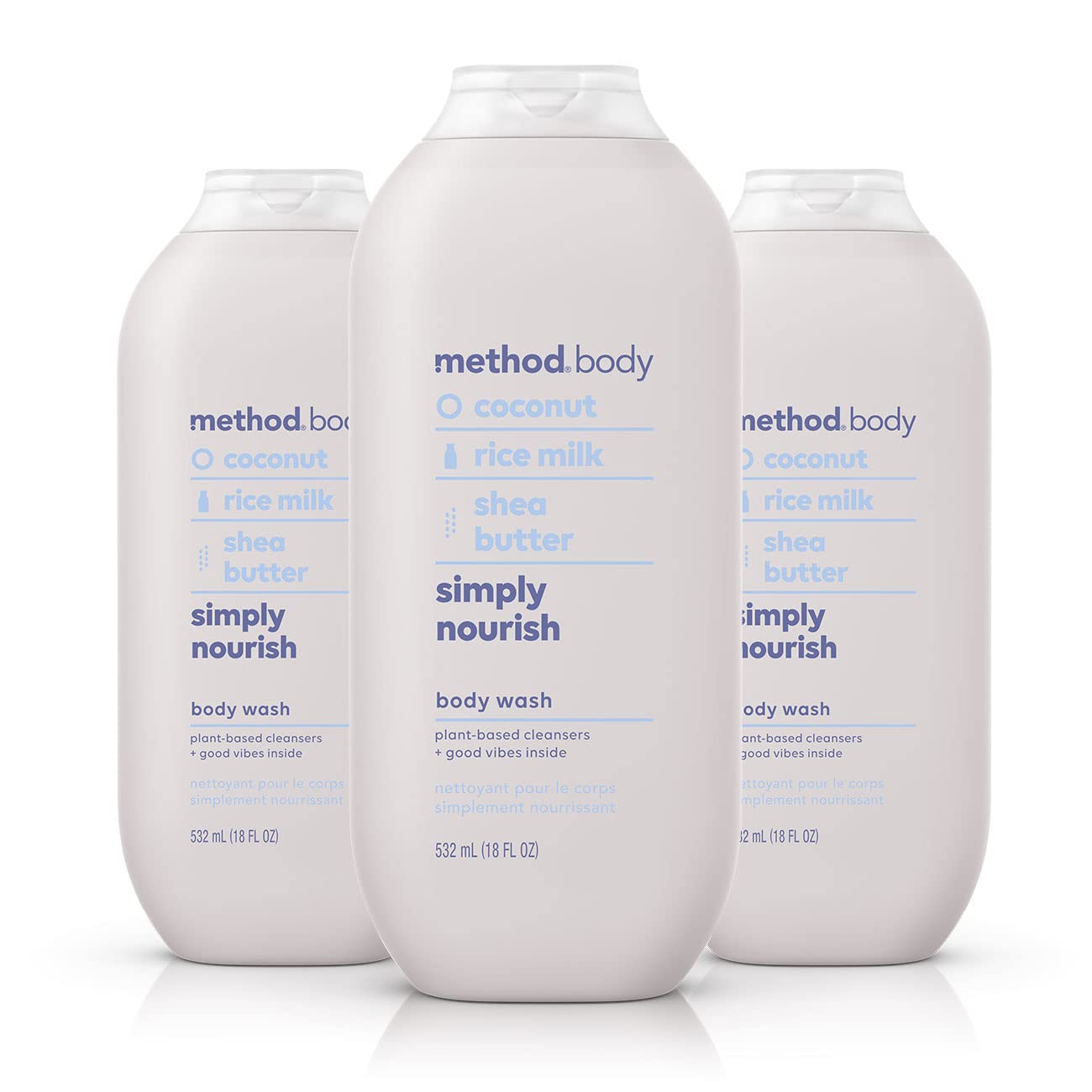 Method Simply Nourish Body Wash - Paraben & Phthalate Free, 18 oz (3-Pack) | Men's Sea + Surf Body Wash - Softening, Paraben & Phthalate Free, 18 FL Oz (3-Pack) - For Daily Shower, Gym & Travel Use