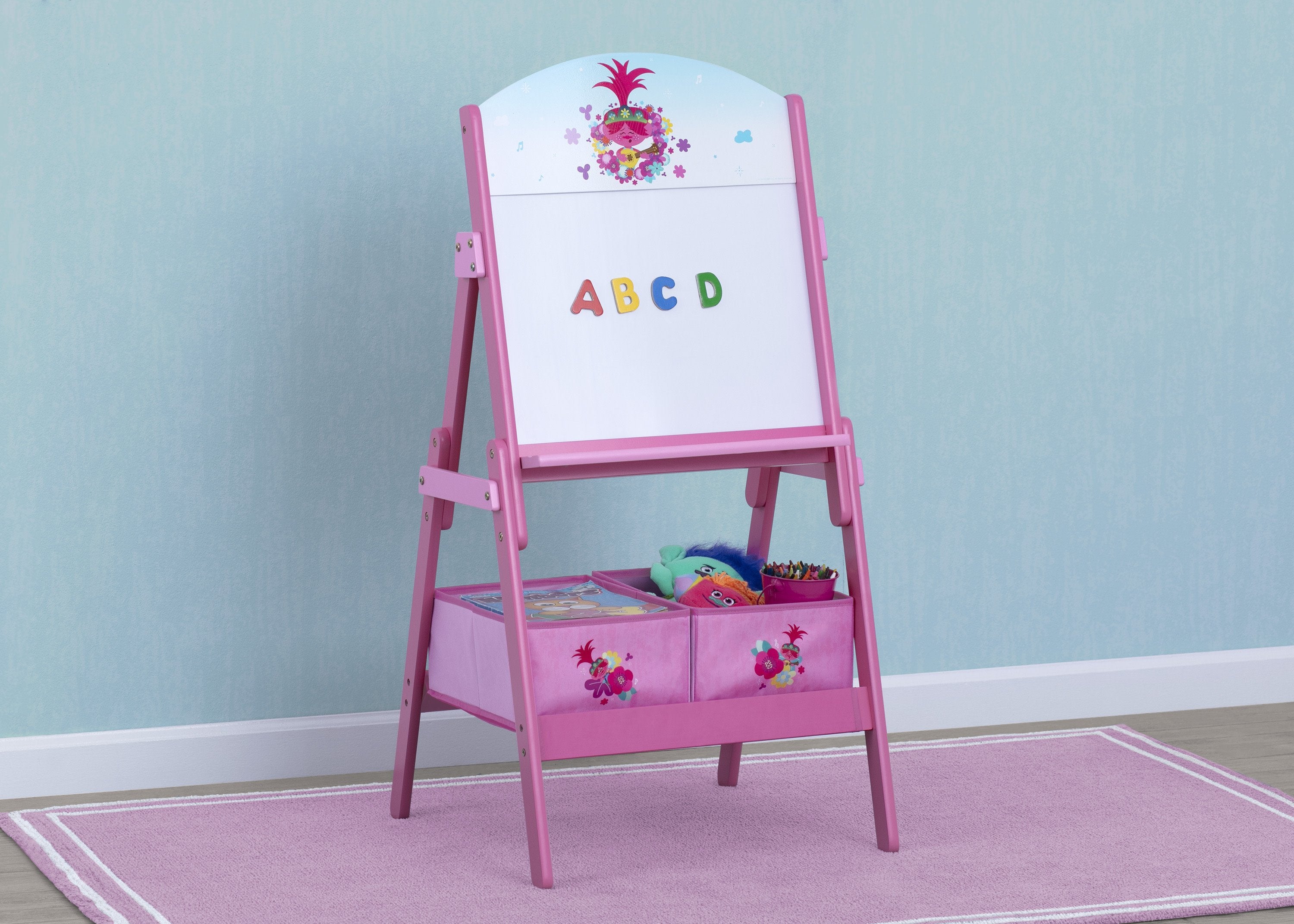 Trolls World Tour Wooden Activity Easel with Storage - Kids Art Station for Drawing & Painting - Perfect for Home, Classroom & Playroom