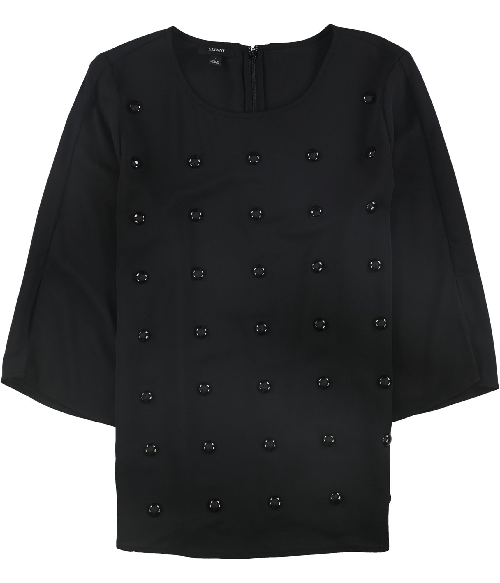 Alfani Women's Long Sleeve Pullover Blouse - Soft Casual Tops for Work & Everyday Wear, Black, Small | Perfect for Office, Dates & Fall Outfits