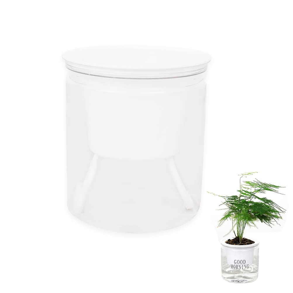 Wusteg 4.5 Inch Self-Watering Flower Pot with Wick System - Automatic Water Absorption Planter for African Violets, Spider Plants & Indoor Houseplants - Perfect for Home, Office & Windowsill Decor