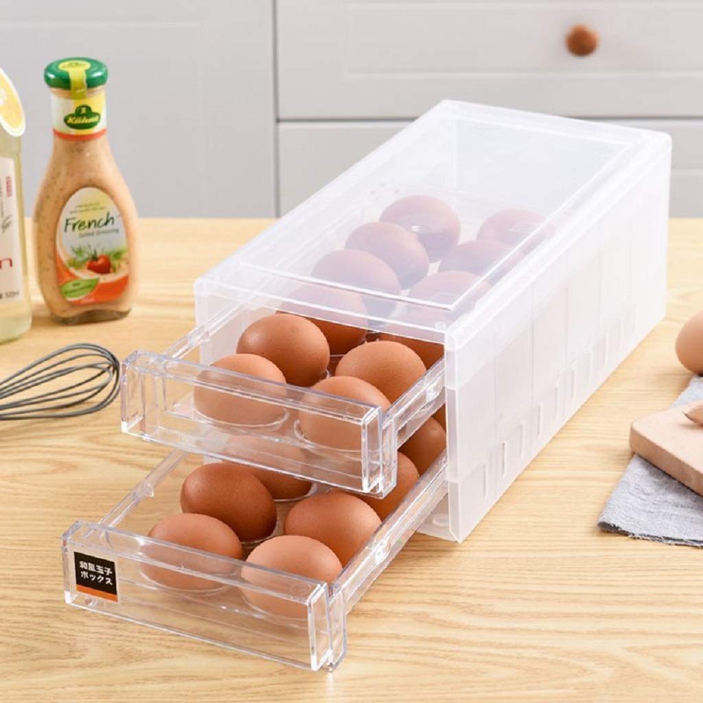 24-Grid Egg Storage Container - Refrigerator Egg Holder & Kitchen Organizer Tray for Fresh Eggs - Perfect for Fridge Organization & Farm Fresh Egg Storage