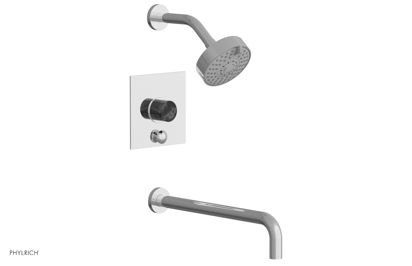 BASIC II 14 Pressure Balance Tub and Shower Set in Black Marble - 230S 28 14 Model | Perfect for Modern Bathroom Renovations & Spa-Like Shower Experiences