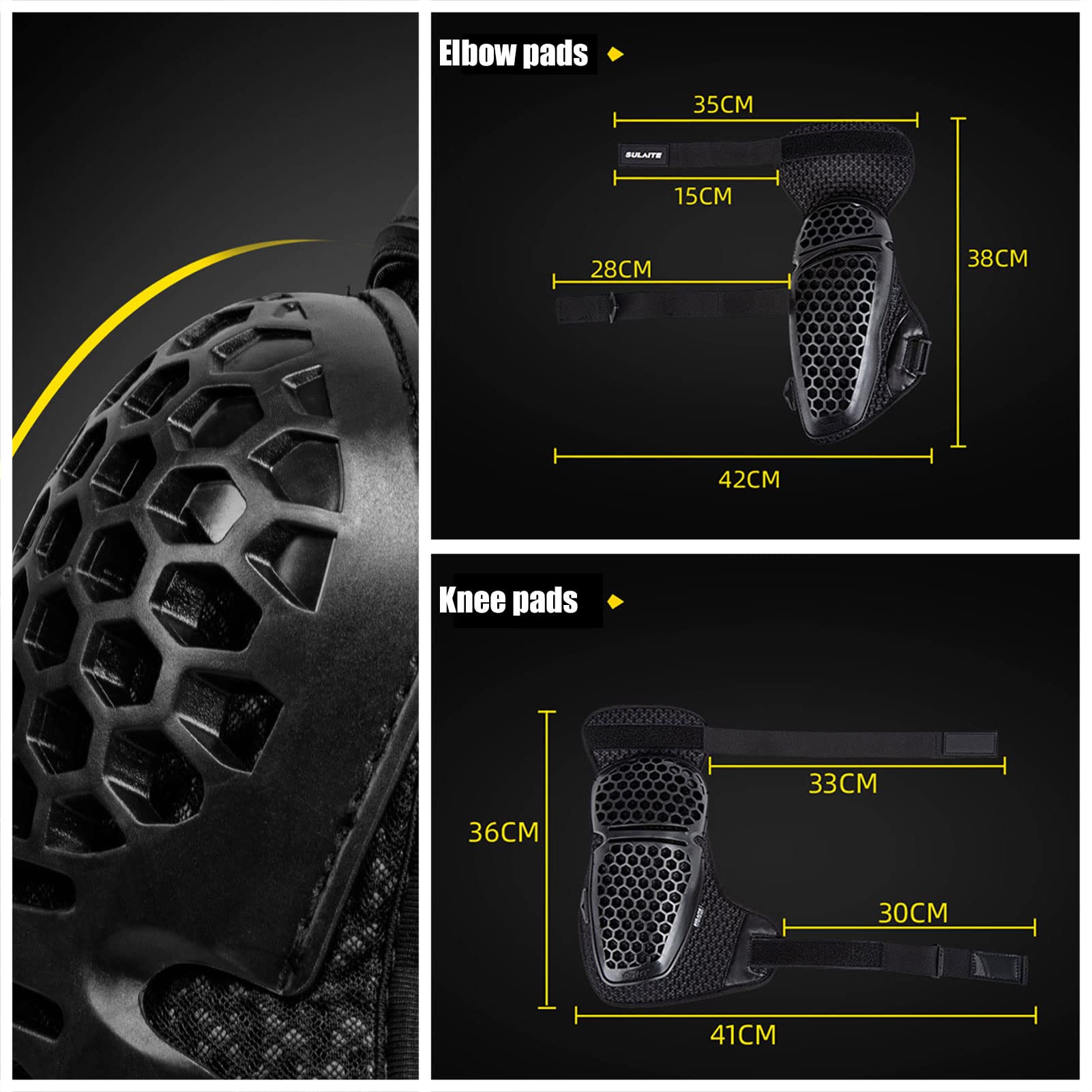 Motorcycle Knee & Elbow Guards - 4 Pcs Breathable Armor for Riding & Mountain Biking