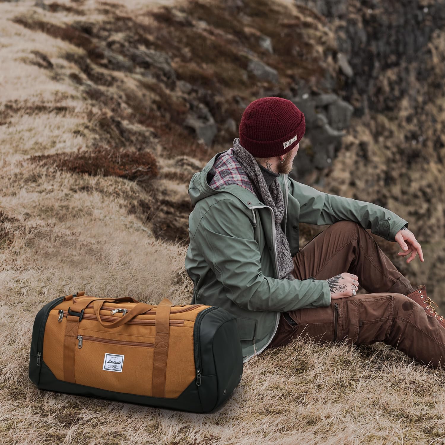 **Laripwit 40L Lightweight Gym Bag for Men & Women - Durable Sports Duffel with Shoe Compartment & Wet Pocket - Perfect for Travel, Workout, Weekender & Overnight Trips - Brown**    *(Use Cases: Ideal for gym workouts, sports travel, weekend getaways, business trips, and daily commuting.)*
