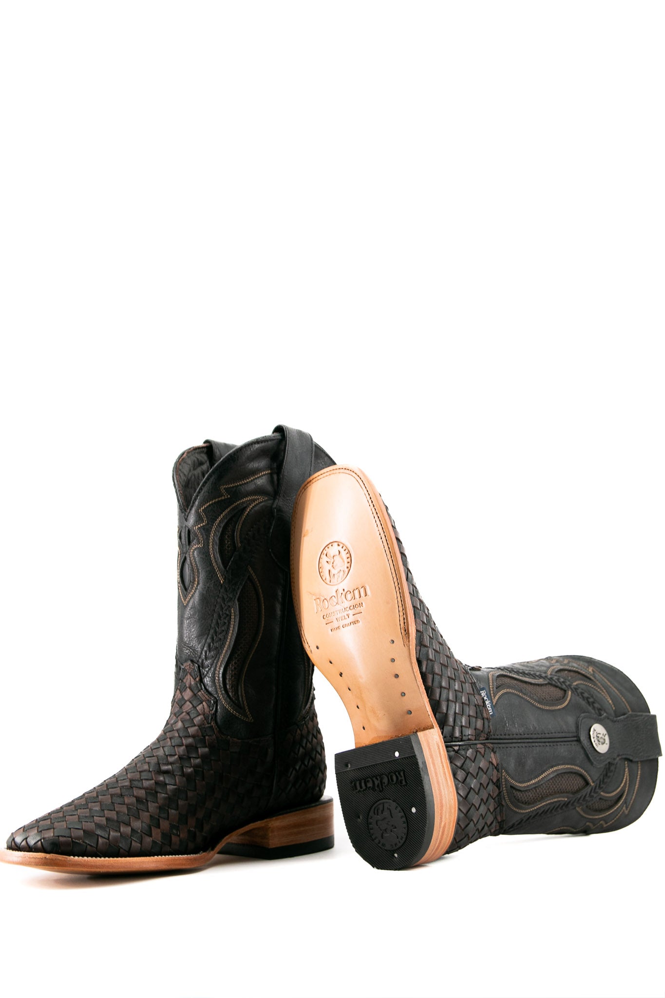 Handmade Serbia Woven Square Toe Cowboy Boots for Men & Women - Western Style Leather Ankle Boots for Country Dancing, Rodeo & Outdoor Adventures