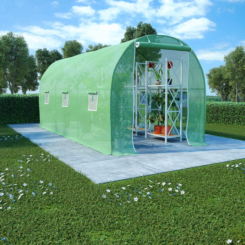 96.9 sq ft Walk-in Greenhouse Tunnel with Roll-Up Windows & Zippered Door - 177.2