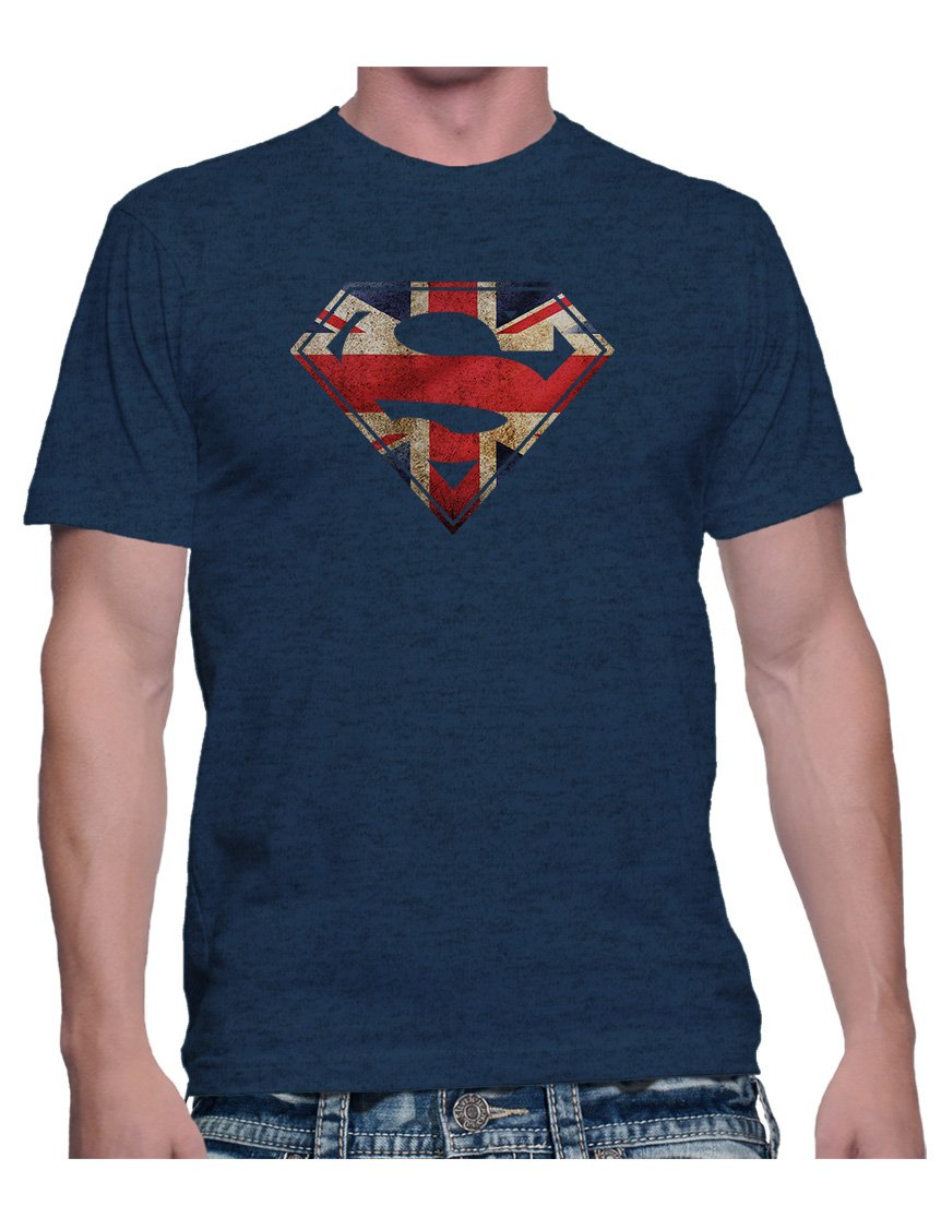 BBT Men's London UK Flag Superman Logo Graphic T-Shirt - Casual Streetwear for Superhero Fans & British Pride