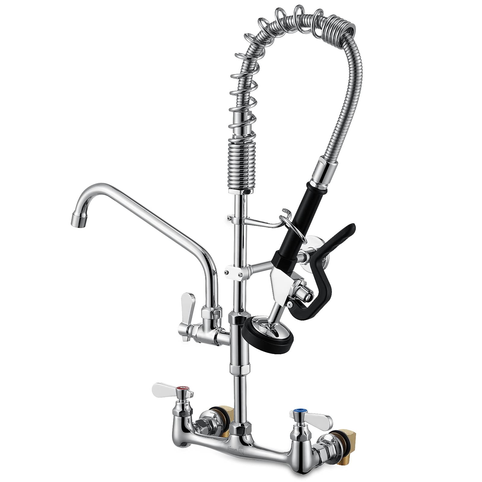 Favorpo 24 Inch Commercial Wall Mount Kitchen Sink Faucet with Pull Down Pre-Rinse Sprayer, 10