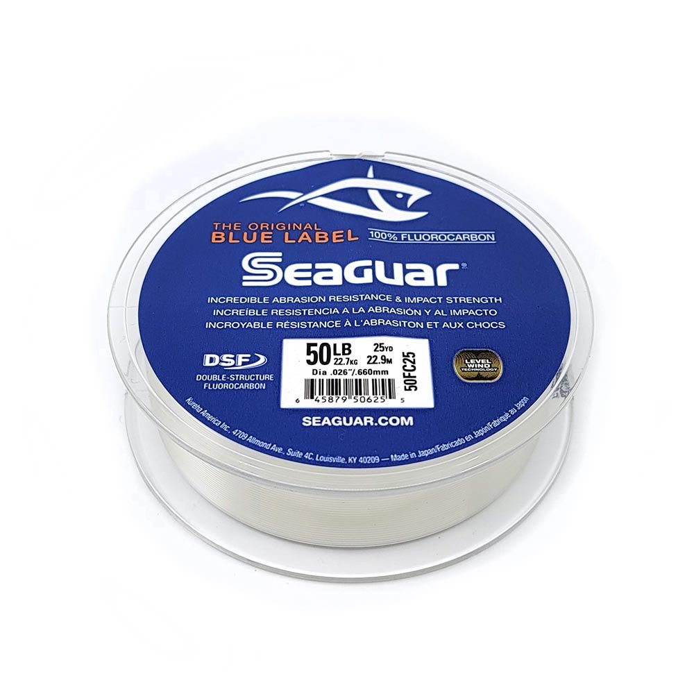 Seaguar Blue Label Fluorocarbon Fishing Line - 25 Yard Spool - Premium Invisible Leader for Bass, Trout & Saltwater Fishing - Strong, Abrasion-Resistant & Low-Visibility Fluorocarbon Line for Freshwater & Saltwater Anglers