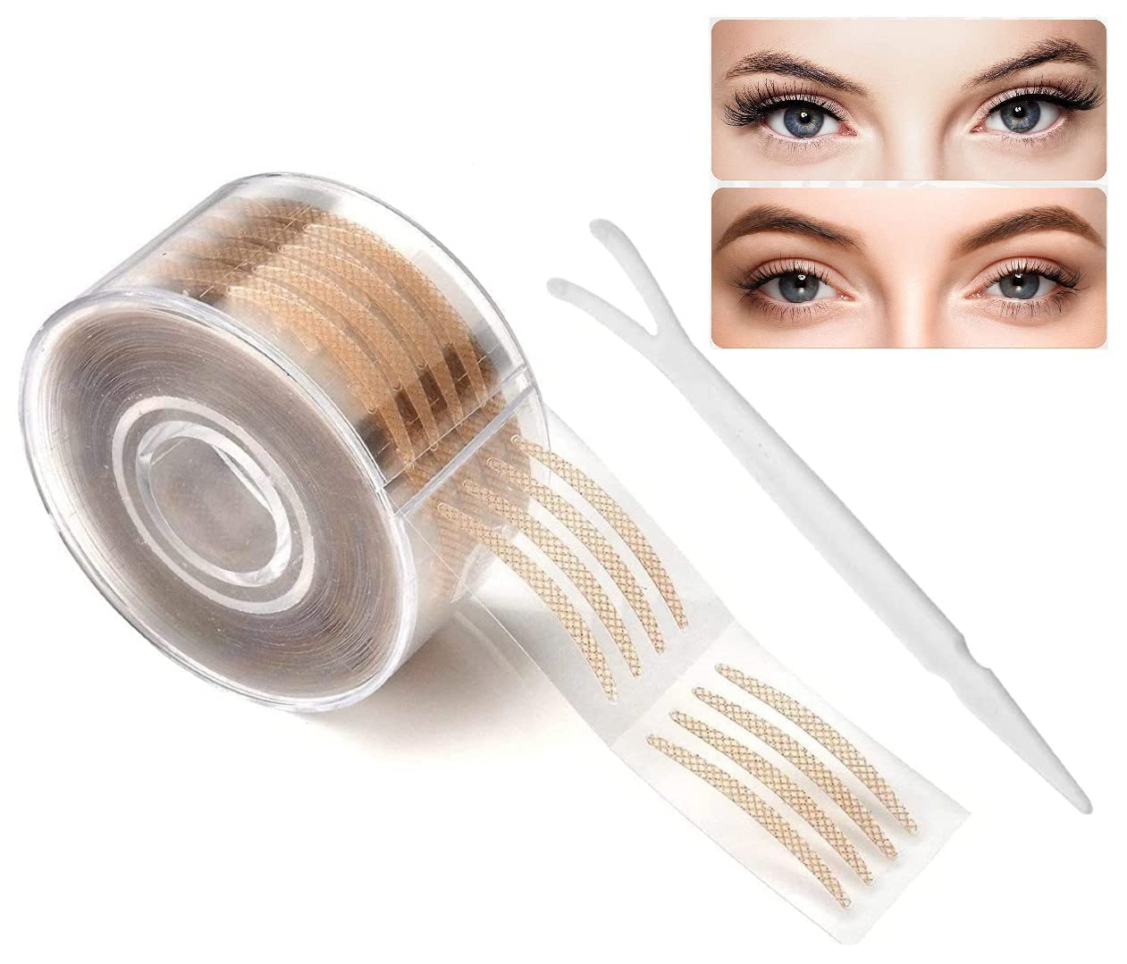 SHUBHPETAL 600 Pairs Invisible Waterproof Eyelid Tape for Double Eyelid & Hooded Eyes – Makeup Sticker Strips with Fork Tool for Natural Eye Lift & Makeup Enhancement – Perfect for Daily Use, Cosplay, and Professional Makeup Artists